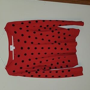 Old Navy lightweight sweater women's red w/black polka dots size large